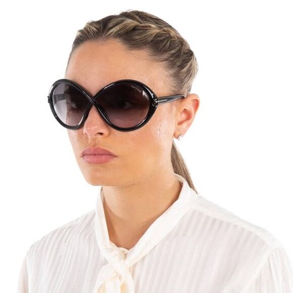 💎✨NEW✨💎NWT Tom Ford JADA FT 1070 Shiny BlackGrey Shaded Sunglasses - Picture 3 of 4